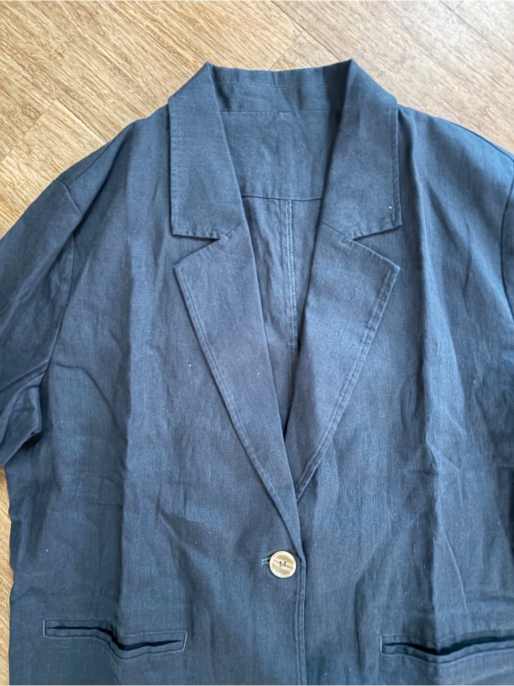 NWOT Mazhu 100% Linen Navy Blue Casual Blazer Jacket Women's Size Large - Picture 4 of 8